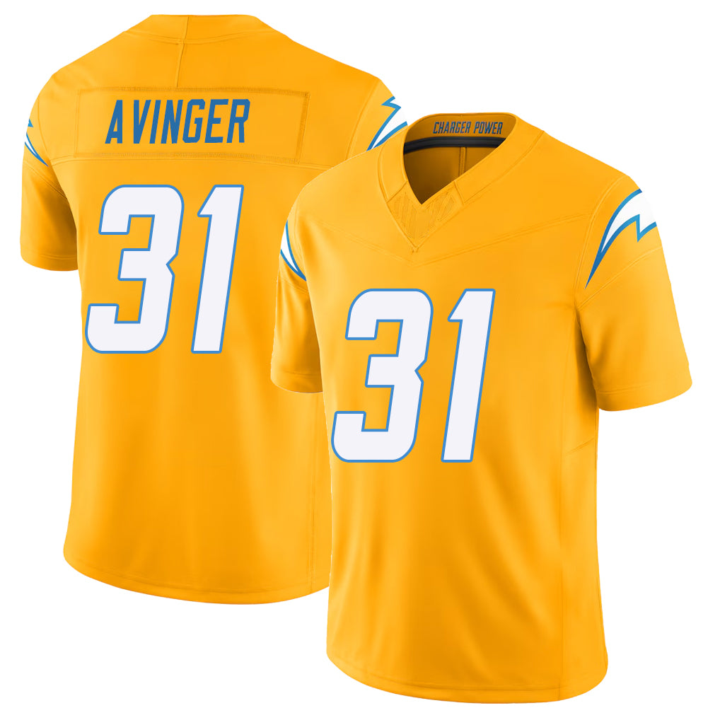 Los Angeles C #31 Avinger Player Football V Neck Short Sleeve Gold Jersey Noah For Men Youth Women Gift