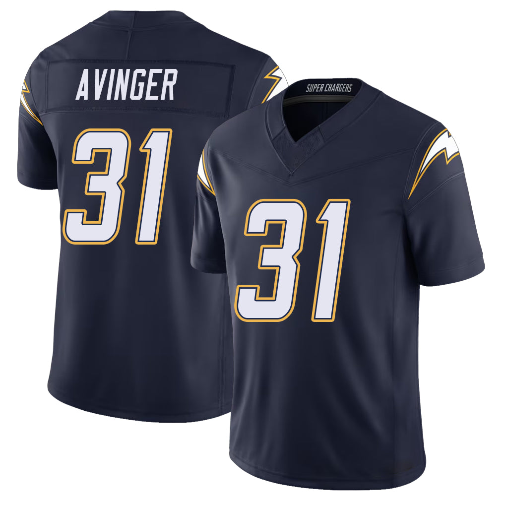 Los Angeles C #31 Avinger Player Football V Neck Short Sleeve Navy Jersey Noah For Men Youth Women Gift