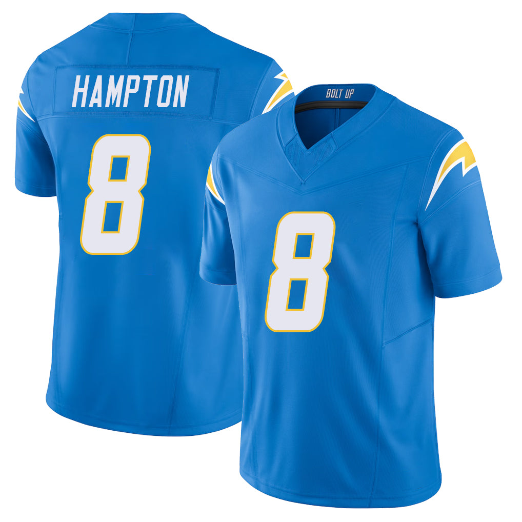 Los Angeles C #8 Hampton Player Football V Neck Short Sleeve Blue Jersey Omarion For Men Youth Women Gift