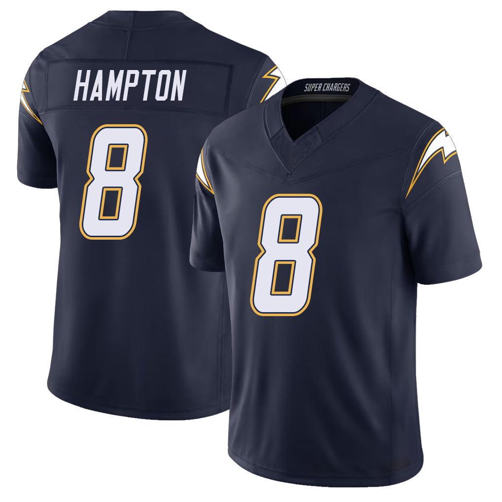 Los Angeles C #8 Hampton Player Football V Neck Short Sleeve Navy Jersey Omarion For Men Youth Women Gift