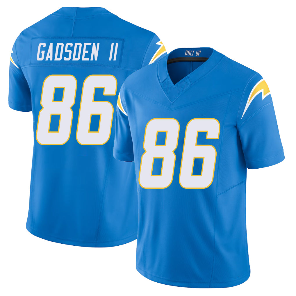 Los Angeles C #86 Gadsden II Player Football V Neck Short Sleeve Blue Jersey Oronde For Men Youth Women Gift