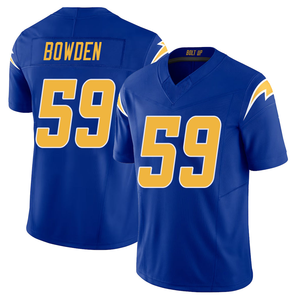 Los Angeles C #59 Bowden Player Football V Neck Short Sleeve Royal Jersey Peter For Men Youth Women Gift