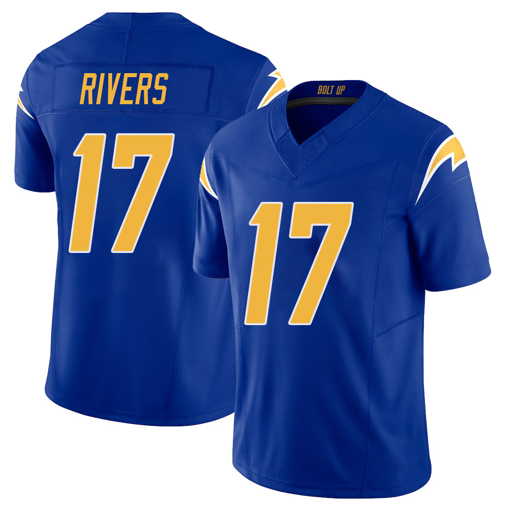 Los Angeles C #17 Rivers Player Football V Neck Short Sleeve Royal Jersey Philip For Men Youth Women Gift