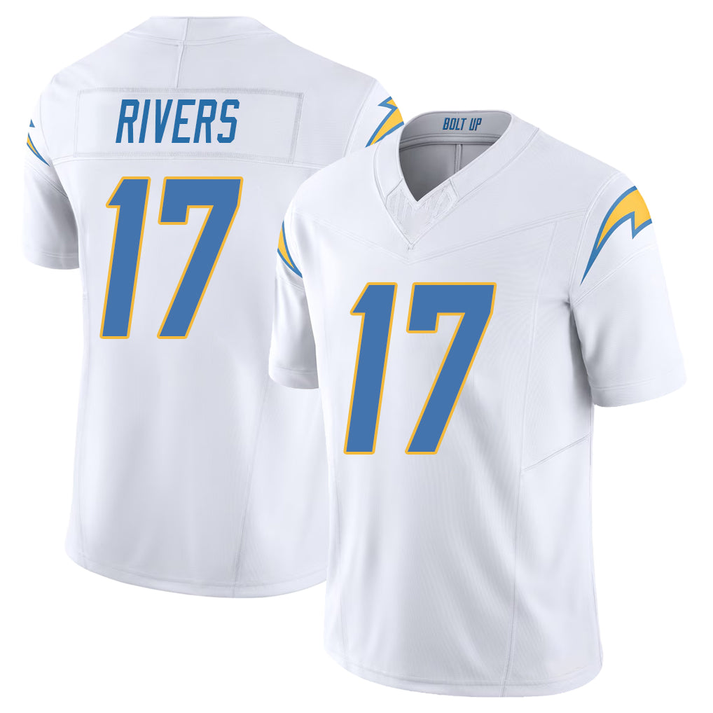 Los Angeles C #17 Rivers Player Football V Neck Short Sleeve White Jersey Philip For Men Youth Women Gift