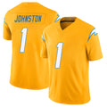 Los Angeles C #1 Johnston Player Football V Neck Short Sleeve Gold Jersey Quentin For Men Youth Women Gift
