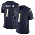 Los Angeles C #1 Johnston Player Football V Neck Short Sleeve Navy Jersey Quentin For Men Youth Women Gift