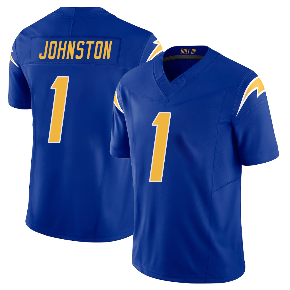 Los Angeles C #1 Johnston Player Football V Neck Short Sleeve Royal Jersey Quentin For Men Youth Women Gift