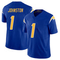 Los Angeles C #1 Johnston Player Football V Neck Short Sleeve Royal Jersey Quentin For Men Youth Women Gift