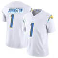 Los Angeles C #1 Johnston Player Football V Neck Short Sleeve White Jersey Quentin For Men Youth Women Gift