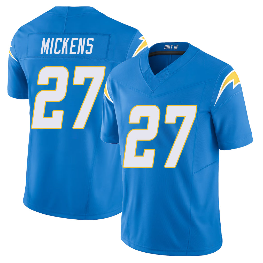 Los Angeles C #27 Mickens Player Football V Neck Short Sleeve Blue Jersey R.J. For Men Youth Women Gift