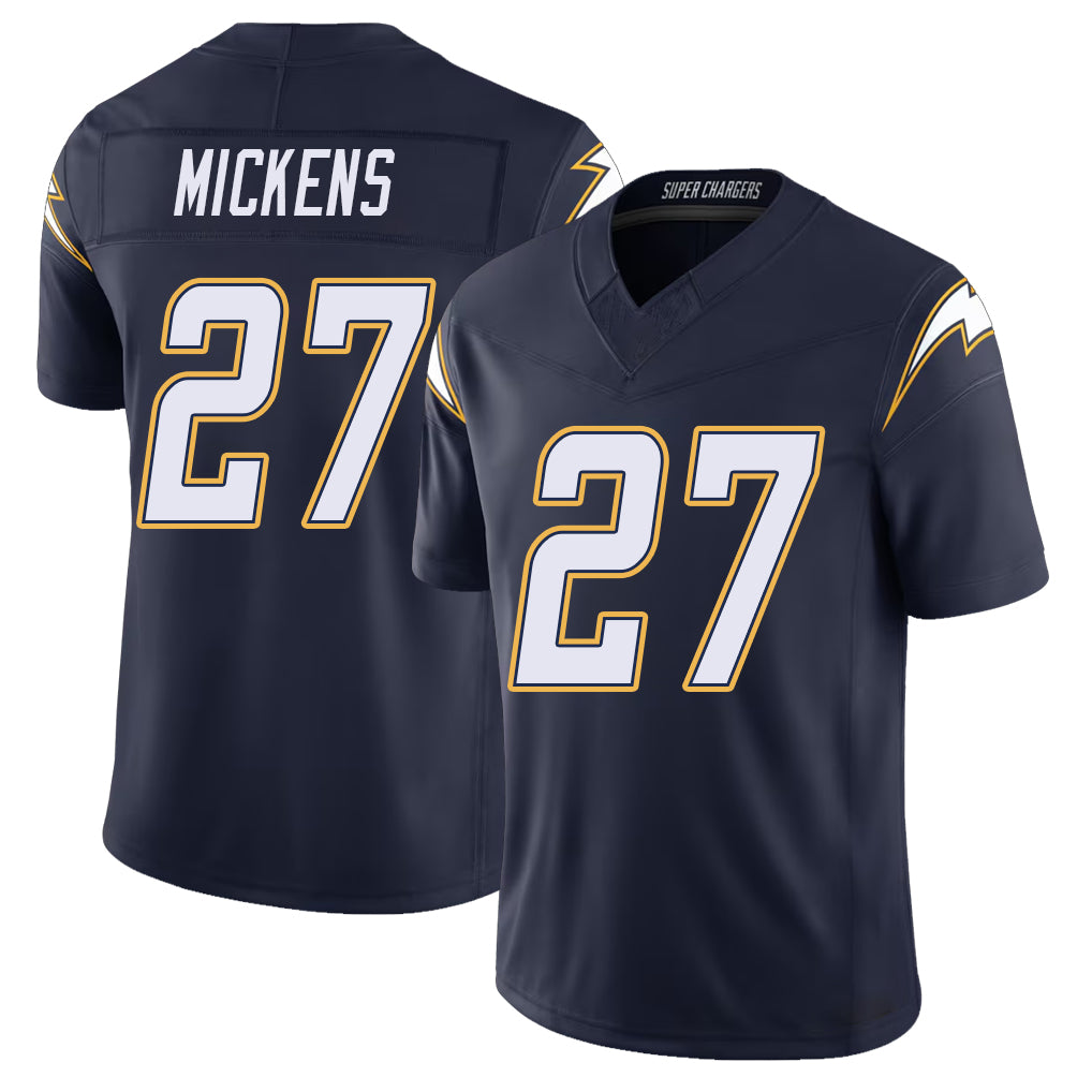 Los Angeles C #27 Mickens Player Football V Neck Short Sleeve Navy Jersey R.J. For Men Youth Women Gift
