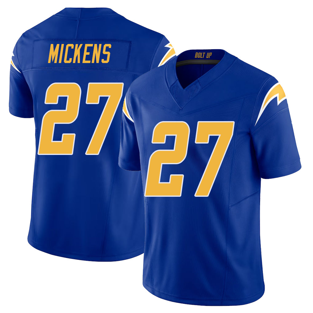 Los Angeles C #27 Mickens Player Football V Neck Short Sleeve Royal Jersey R.J. For Men Youth Women Gift