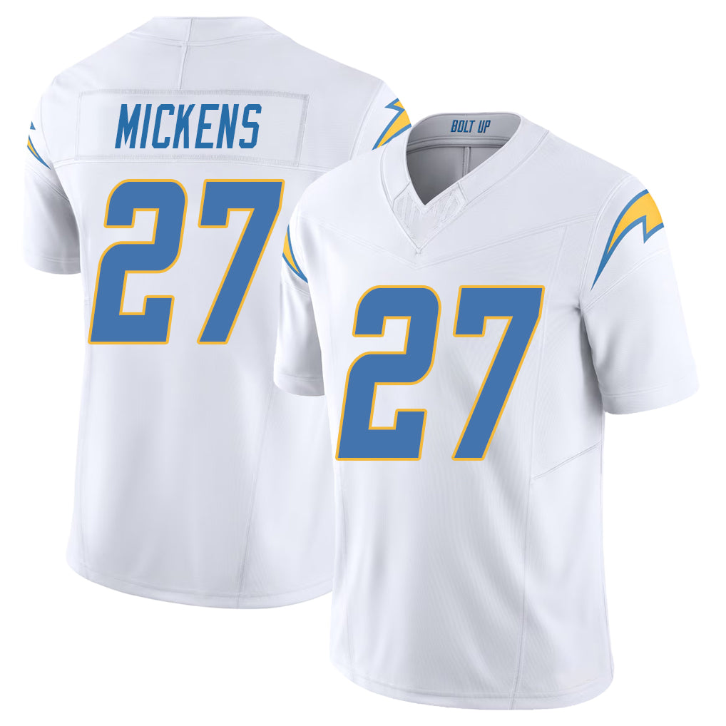 Los Angeles C #27 Mickens Player Football V Neck Short Sleeve White Jersey R.J. For Men Youth Women Gift