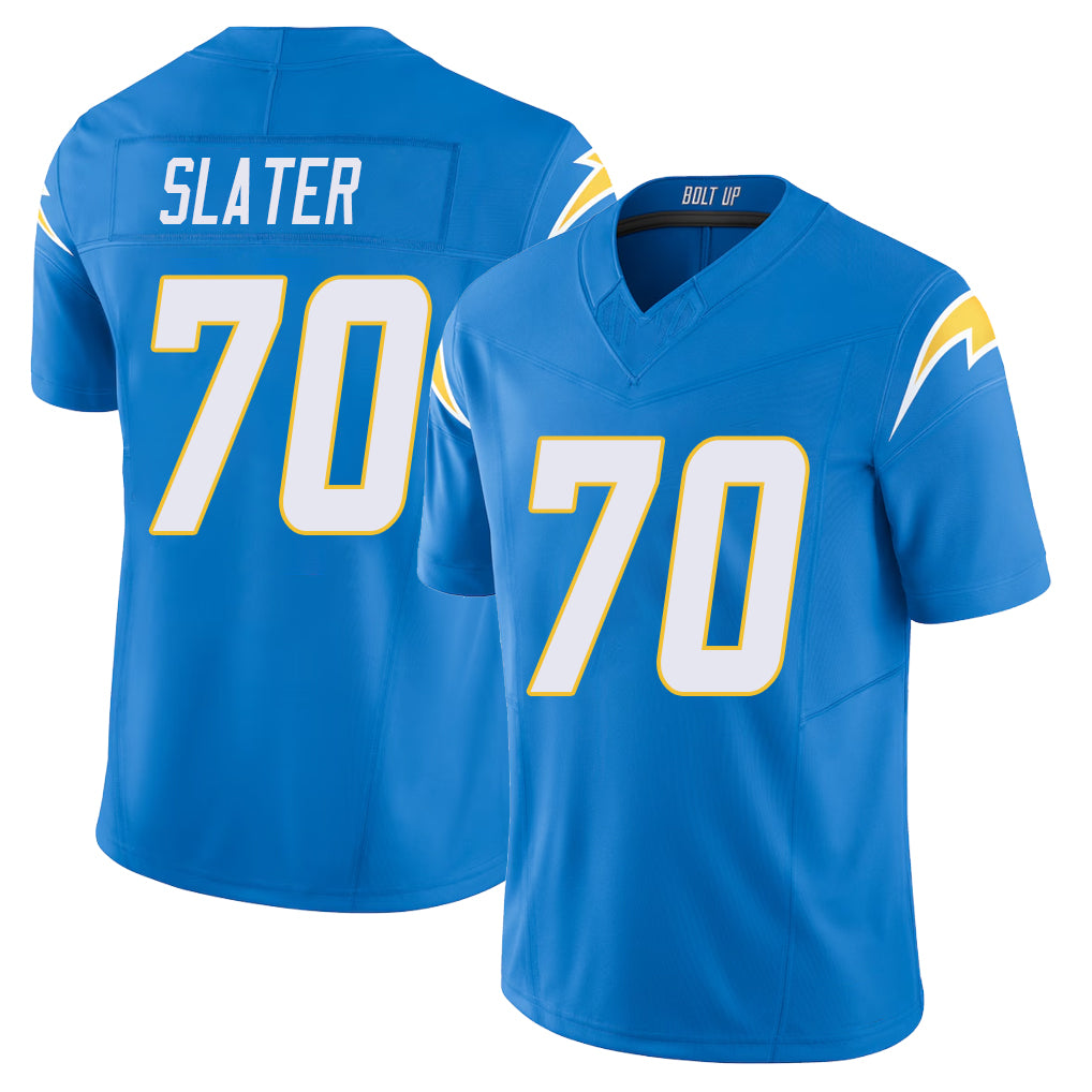 Los Angeles C #70 Slater Player Football V Neck Short Sleeve Blue Jersey Rashawn For Men Youth Women Gift