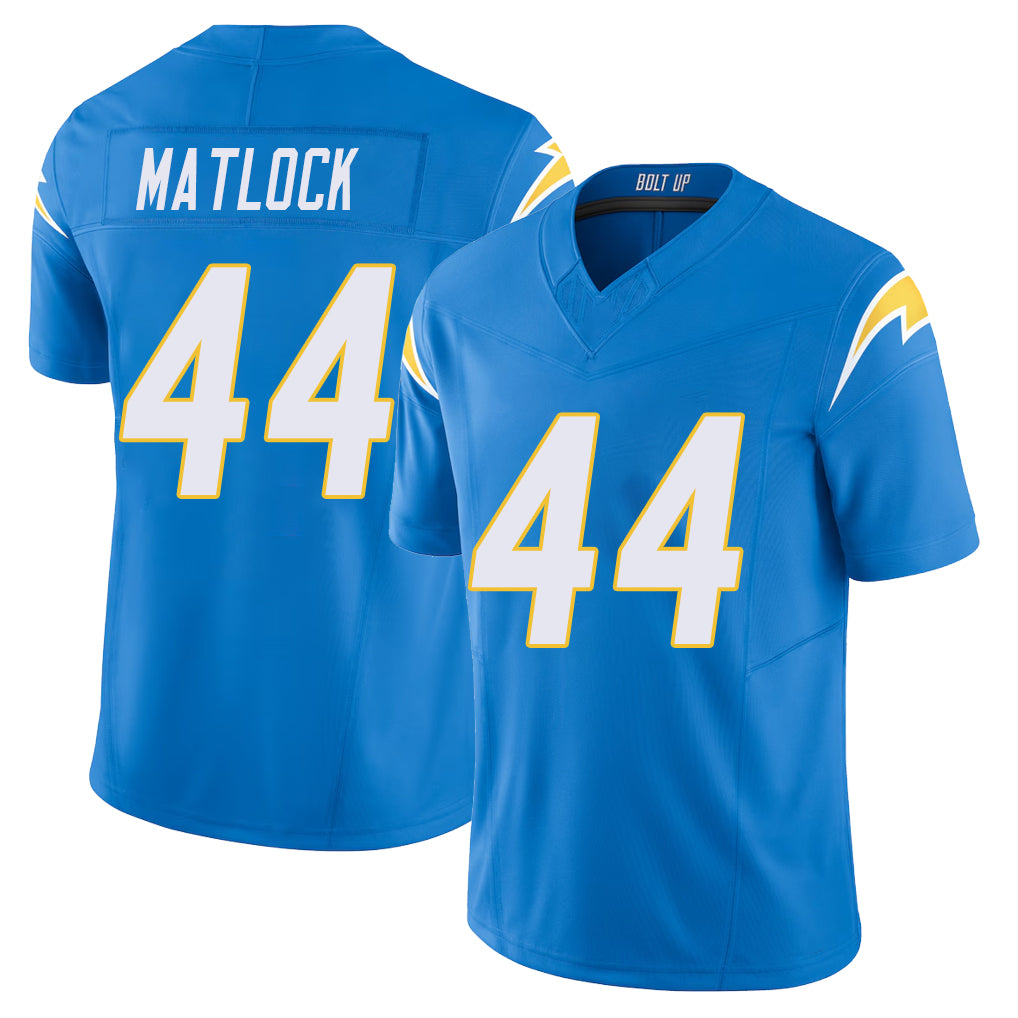 Los Angeles C #44 Matlock Player Football V Neck Short Sleeve Blue Jersey Scott For Men Youth Women Gift