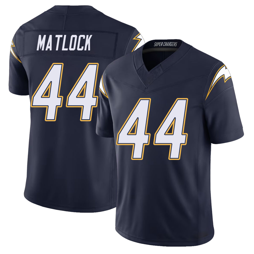 Los Angeles C #44 Matlock Player Football V Neck Short Sleeve Navy Jersey Scott For Men Youth Women Gift