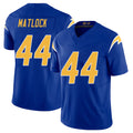 Los Angeles C #44 Matlock Player Football V Neck Short Sleeve Royal Jersey Scott For Men Youth Women Gift