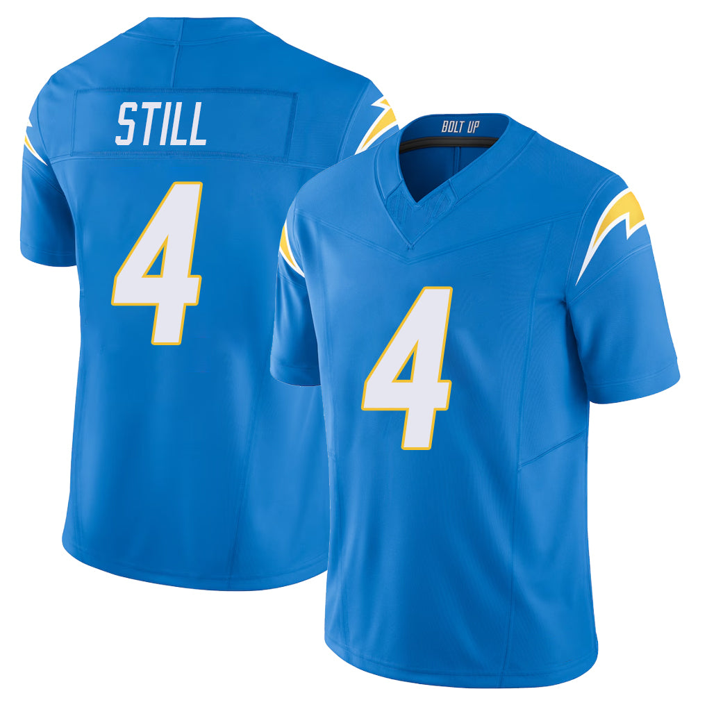Los Angeles C #4 Still Player Football V Neck Short Sleeve Blue Jersey Tarheeb For Men Youth Women Gift