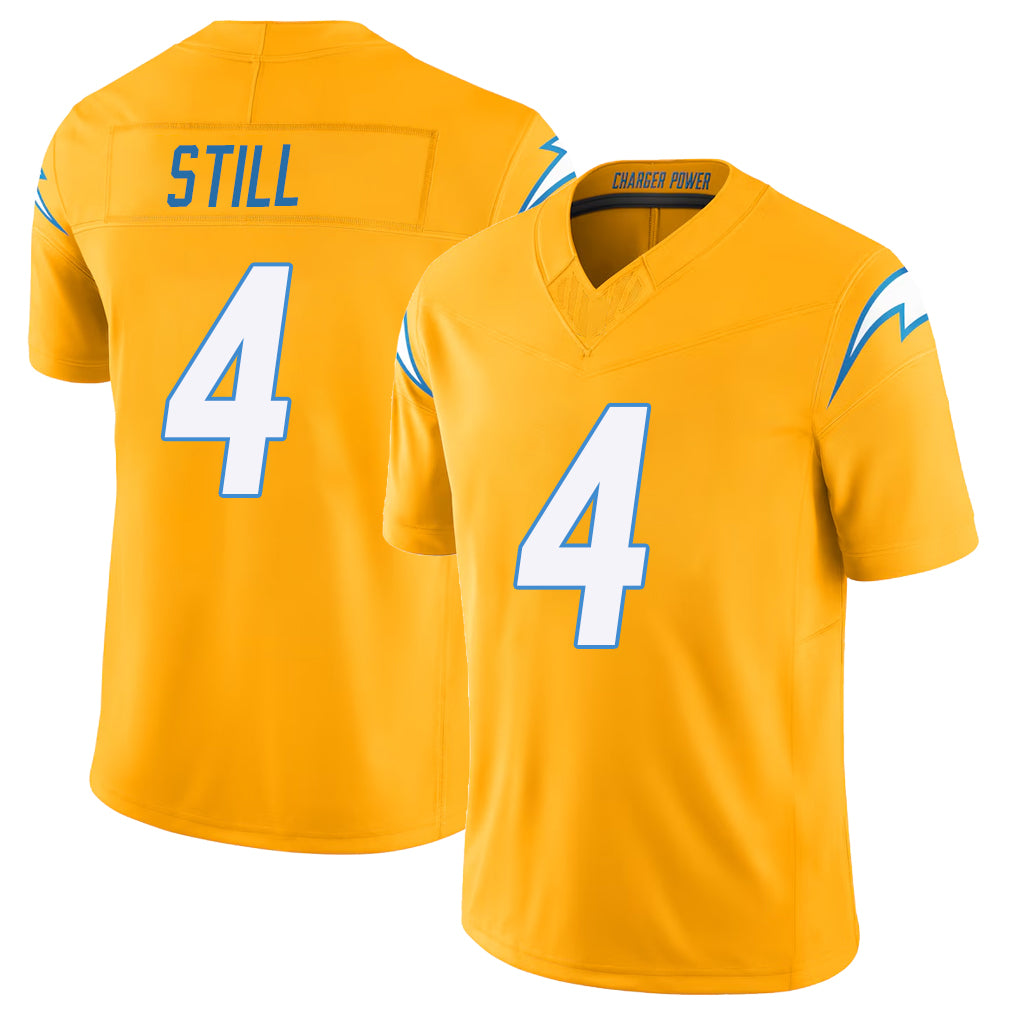 Los Angeles C #4 Still Player Football V Neck Short Sleeve Gold Jersey Tarheeb For Men Youth Women Gift