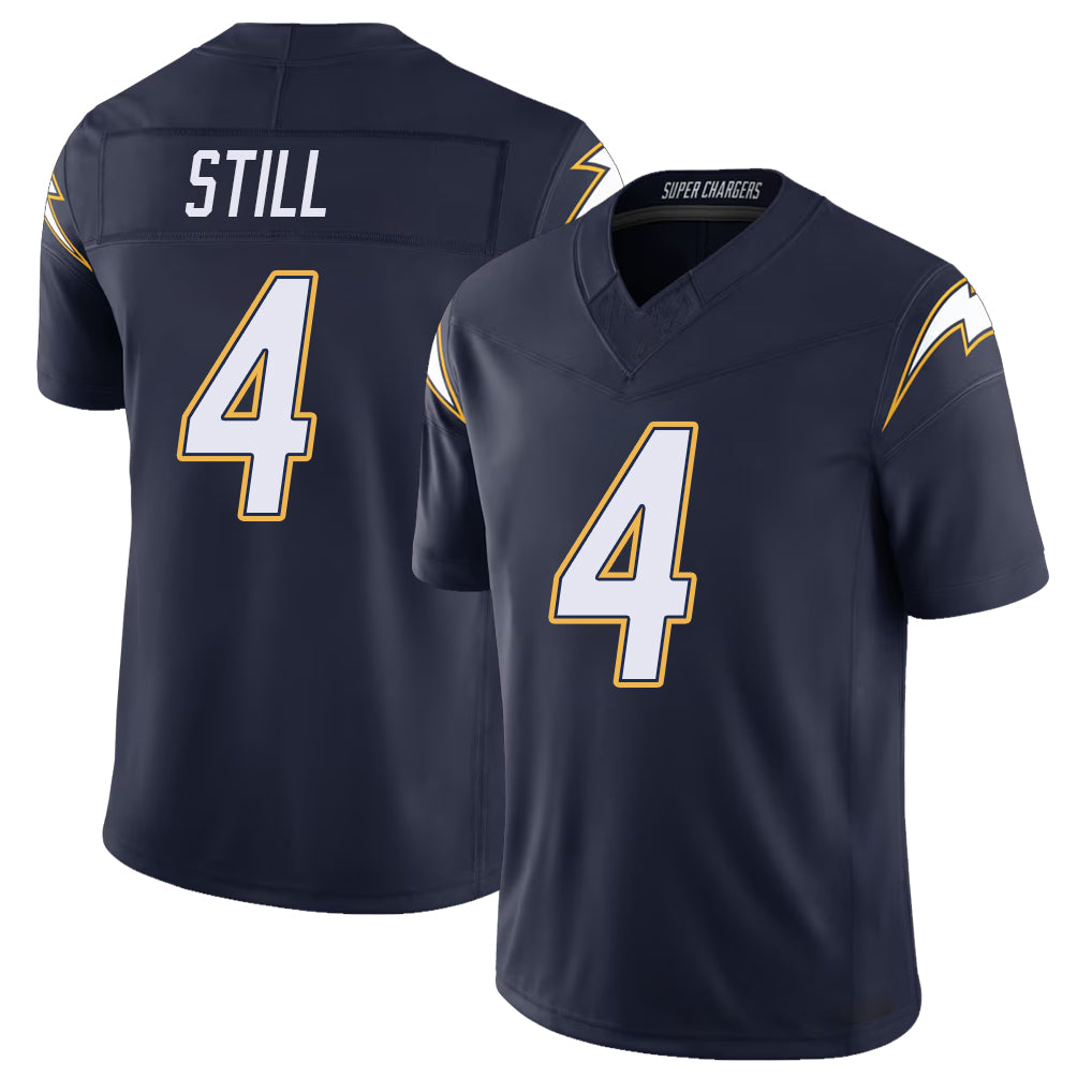 Los Angeles C #4 Still Player Football V Neck Short Sleeve Navy Jersey Tarheeb For Men Youth Women Gift