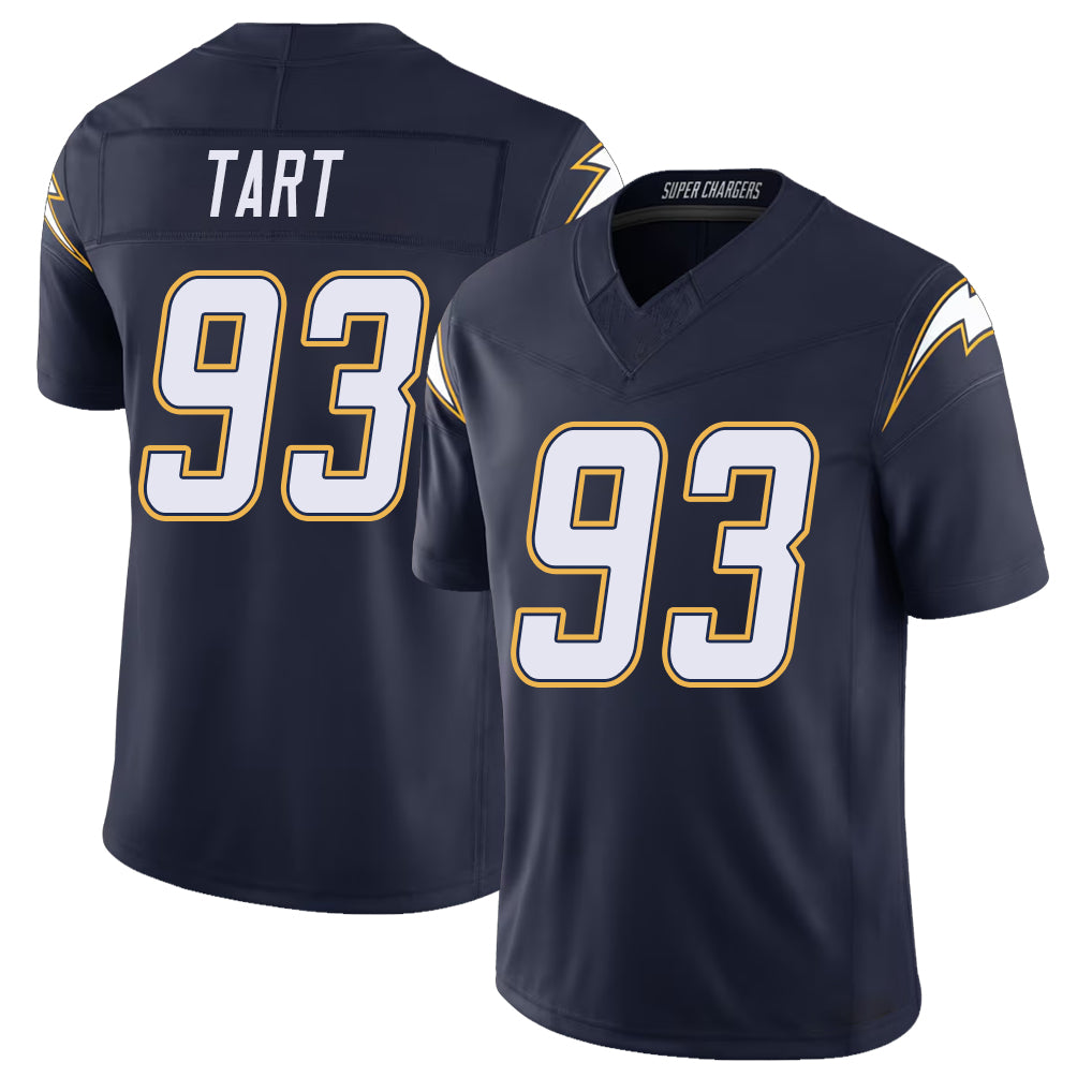 Los Angeles C #93 Tart Player Football V Neck Short Sleeve Navy Jersey Teair For Men Youth Women Gift