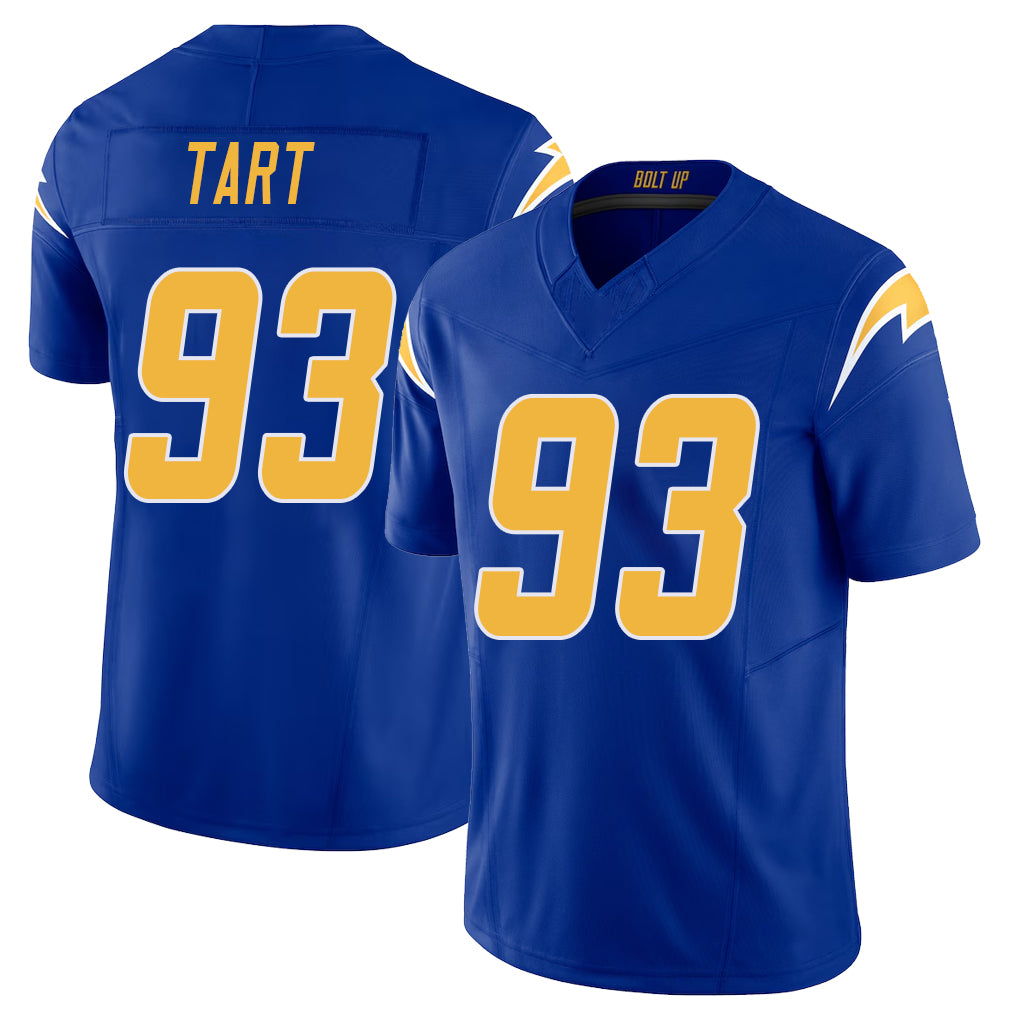 Los Angeles C #93 Tart Player Football V Neck Short Sleeve Royal Jersey Teair For Men Youth Women Gift