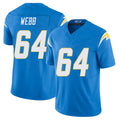 Los Angeles C #64 Webb Player Football V Neck Short Sleeve Blue Jersey Terry For Men Youth Women Gift