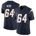 Los Angeles C #64 Webb Player Football V Neck Short Sleeve Navy Jersey Terry For Men Youth Women Gift