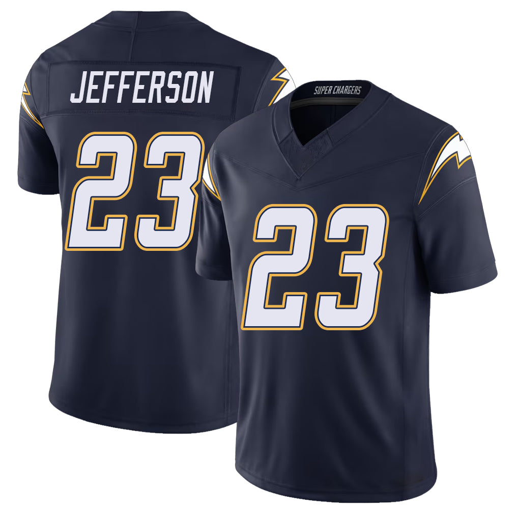 Los Angeles C #23 Jefferson Player Football V Neck Short Sleeve Navy Jersey Tony For Men Youth Women Gift