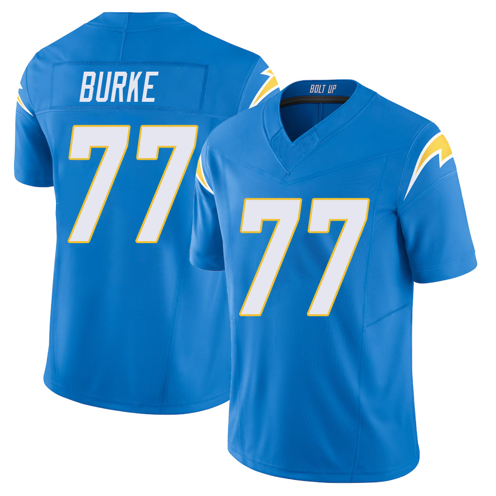 Los Angeles C #77 Burke Player Football V Neck Short Sleeve Blue Jersey Travis For Men Youth Women Gift
