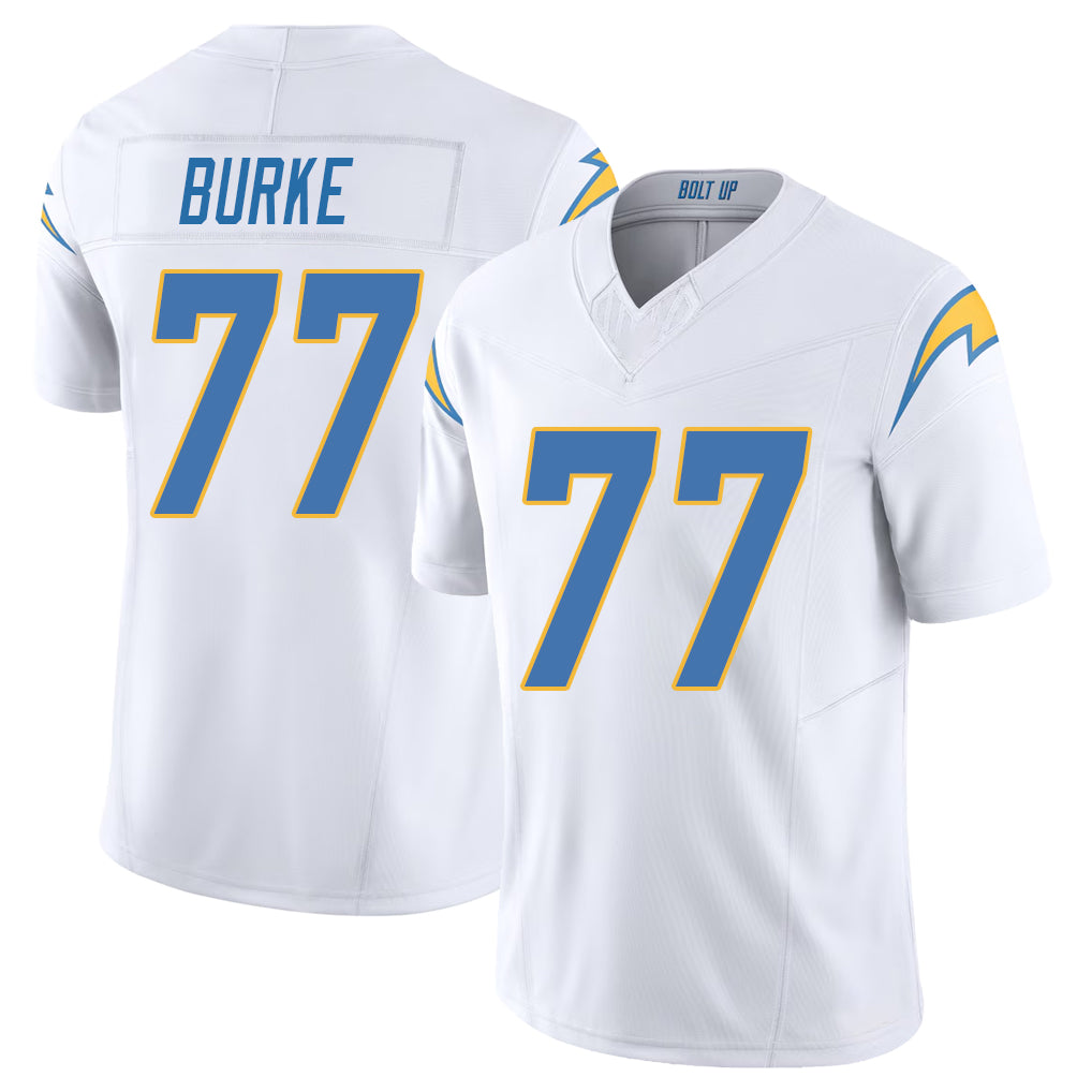 Los Angeles C #77 Burke Player Football V Neck Short Sleeve White Jersey Travis For Men Youth Women Gift