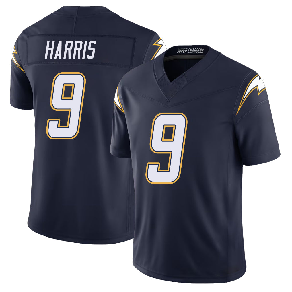 Los Angeles C #9 Harris Player Football V Neck Short Sleeve Navy Jersey Tre For Men Youth Women Gift