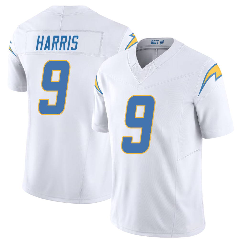 Los Angeles C #9 Harris Player Football V Neck Short Sleeve White Jersey Tre For Men Youth Women Gift