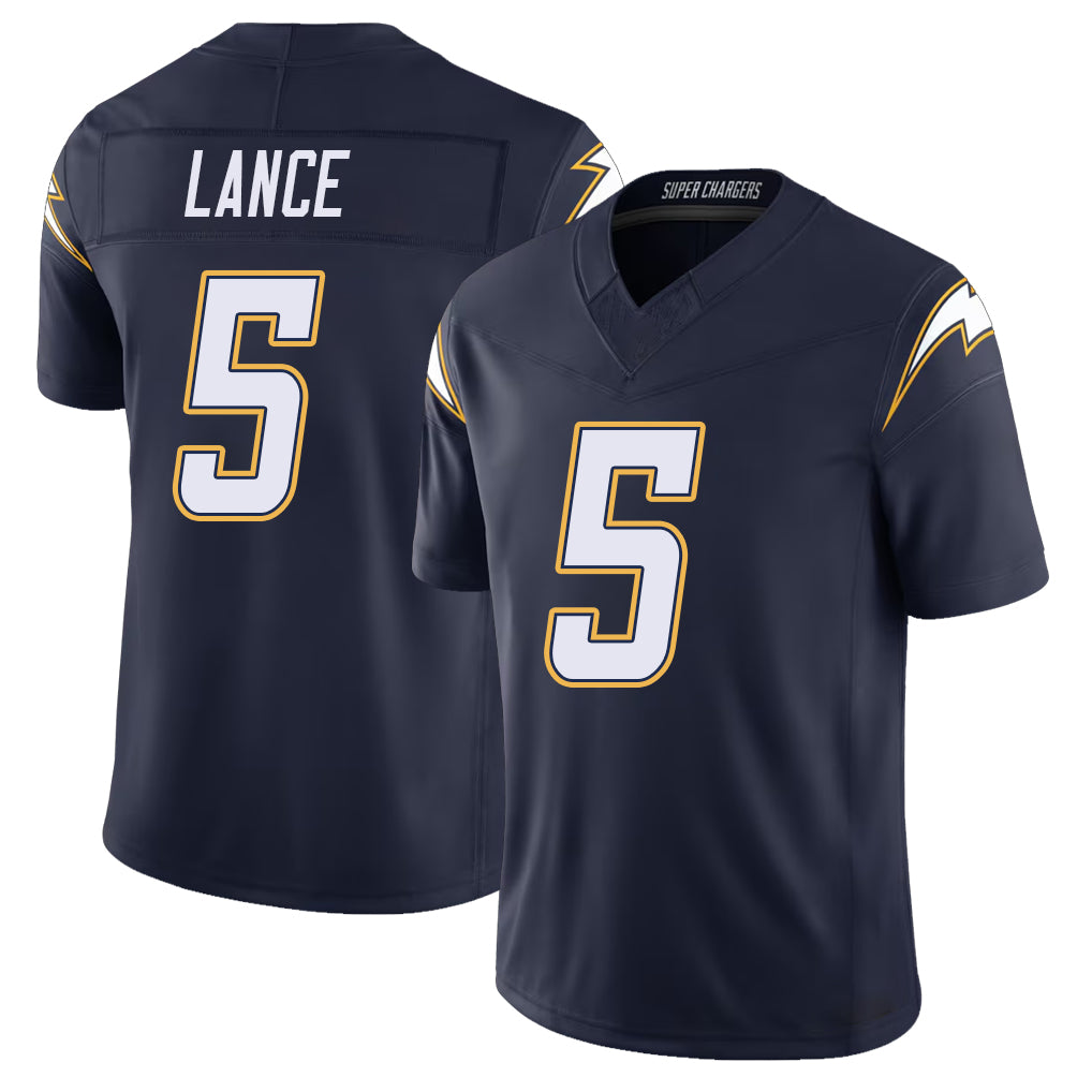 Los Angeles C #5 Lance Player Football V Neck Short Sleeve Navy Jersey Trey For Men Youth Women Gift