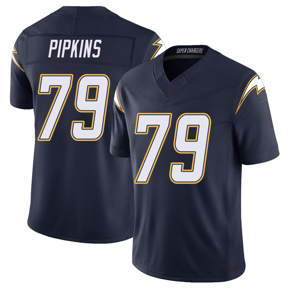 Los Angeles C #79 Pipkins Player Football V Neck Short Sleeve Navy Jersey Trey For Men Youth Women Gift
