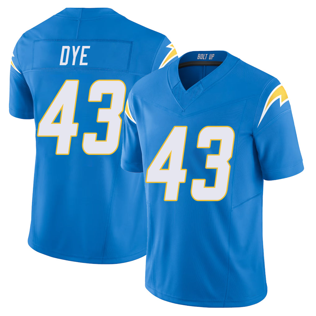 Los Angeles C #43 Dye Player Football V Neck Short Sleeve Blue Jersey Troy For Men Youth Women Gift