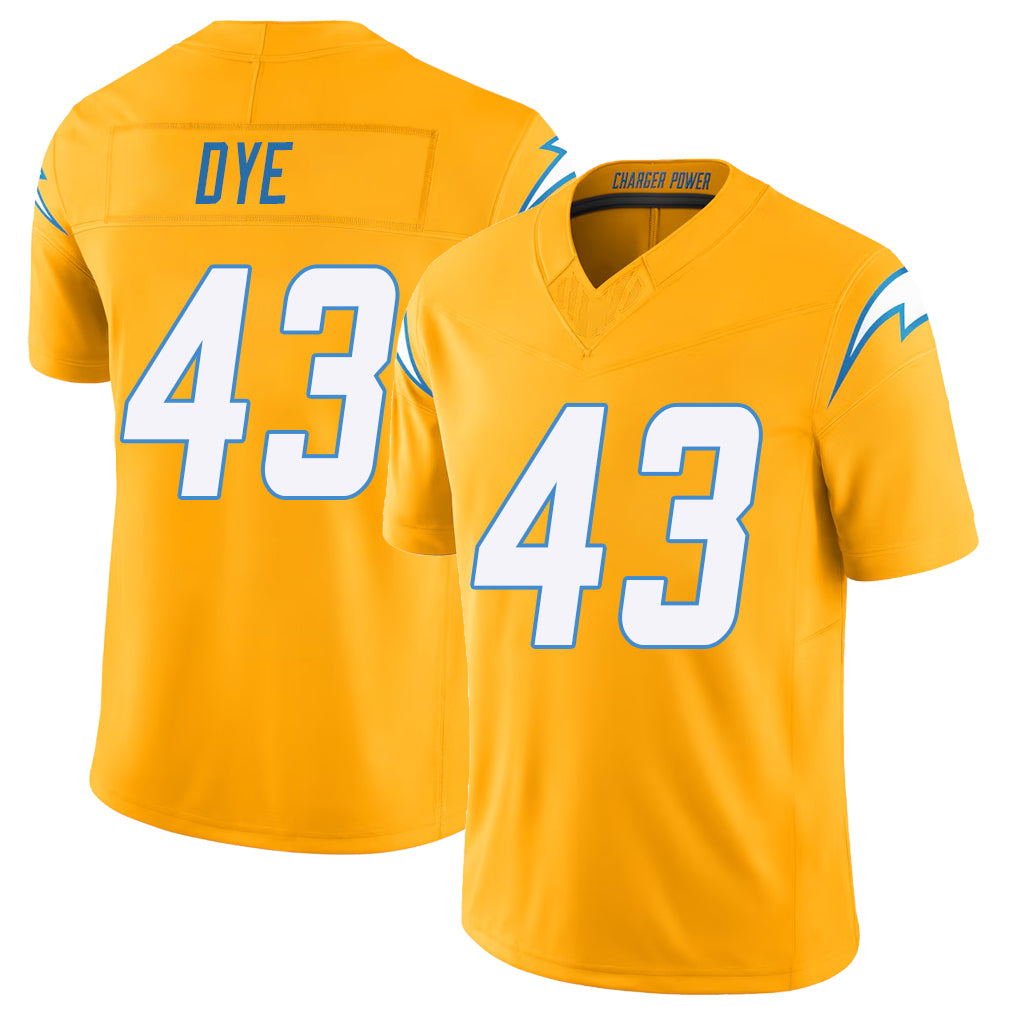 Los Angeles C #43 Dye Player Football V Neck Short Sleeve Gold Jersey Troy For Men Youth Women Gift