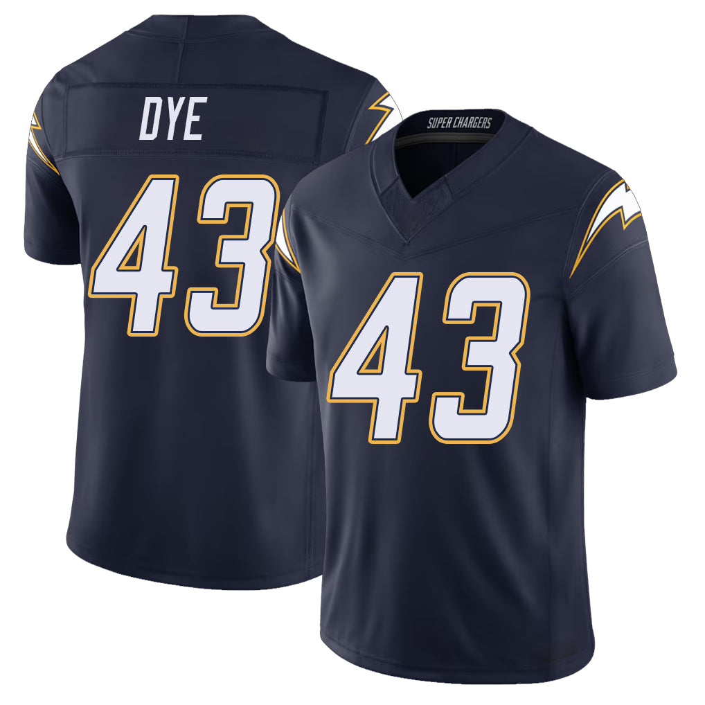 Los Angeles C #43 Dye Player Football V Neck Short Sleeve Navy Jersey Troy For Men Youth Women Gift