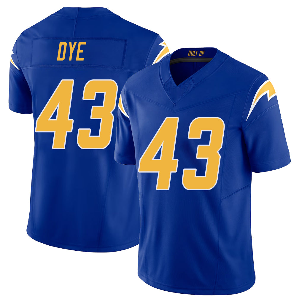 Los Angeles C #43 Dye Player Football V Neck Short Sleeve Royal Jersey Troy For Men Youth Women Gift