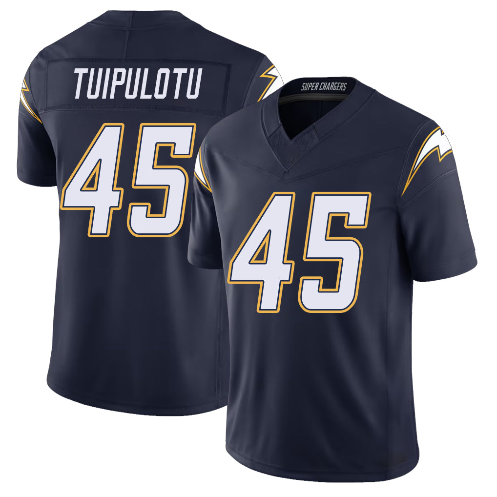 Los Angeles C #45 Tuipulotu Player Football V Neck Short Sleeve Navy Jersey Tuli For Men Youth Women Gift