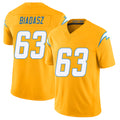 Los Angeles C #63 Biadasz Player Football V Neck Short Sleeve Gold Jersey Tyler For Men Youth Women Gift
