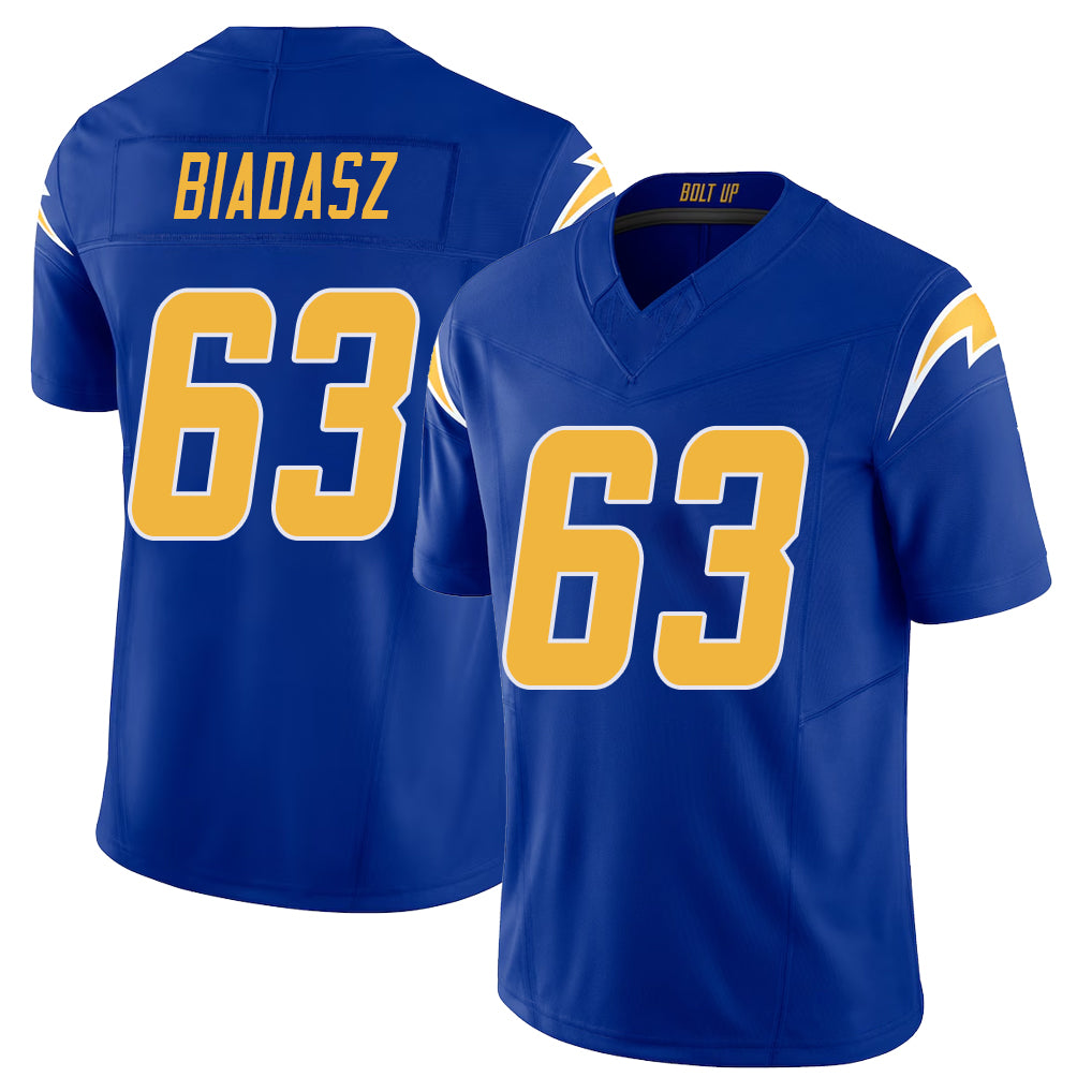Los Angeles C #63 Biadasz Player Football V Neck Short Sleeve Royal Jersey Tyler For Men Youth Women Gift
