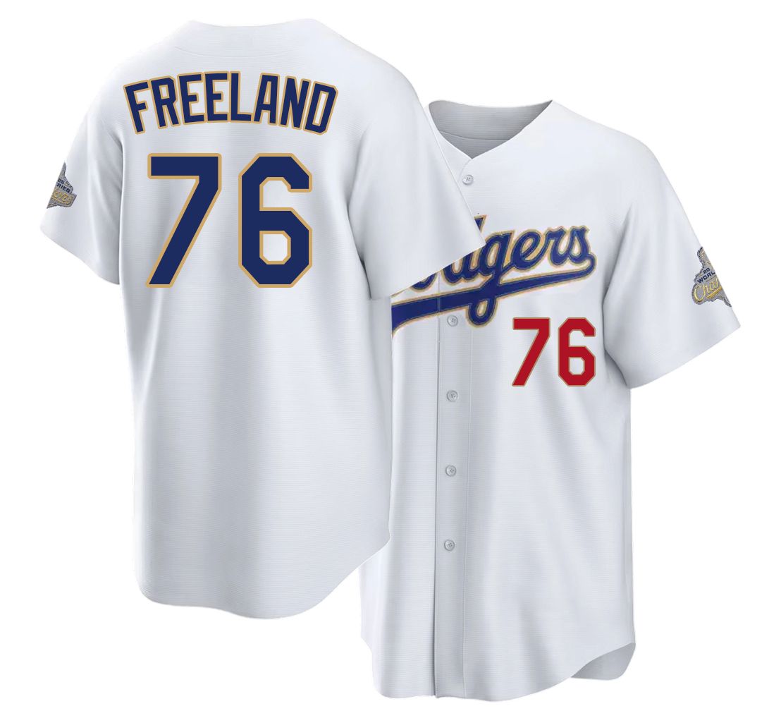 Los Angeles D #76 Freeland Player Baseball Short Sleeve White Jersey Alex For Men Women Youth Gift