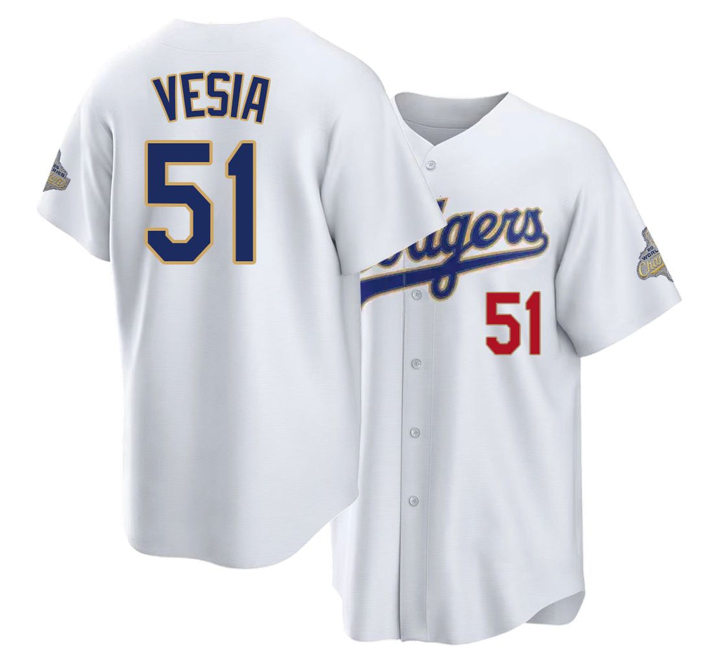 Los Angeles D #51 Vesia Player Baseball Short Sleeve White Jersey Alex For Men Women Youth Gift