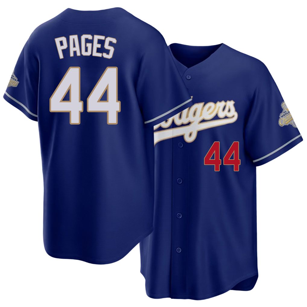 Los Angeles D #44 Pages Player Baseball Short Sleeve Royal Jersey Andy For Men Women Youth Gift