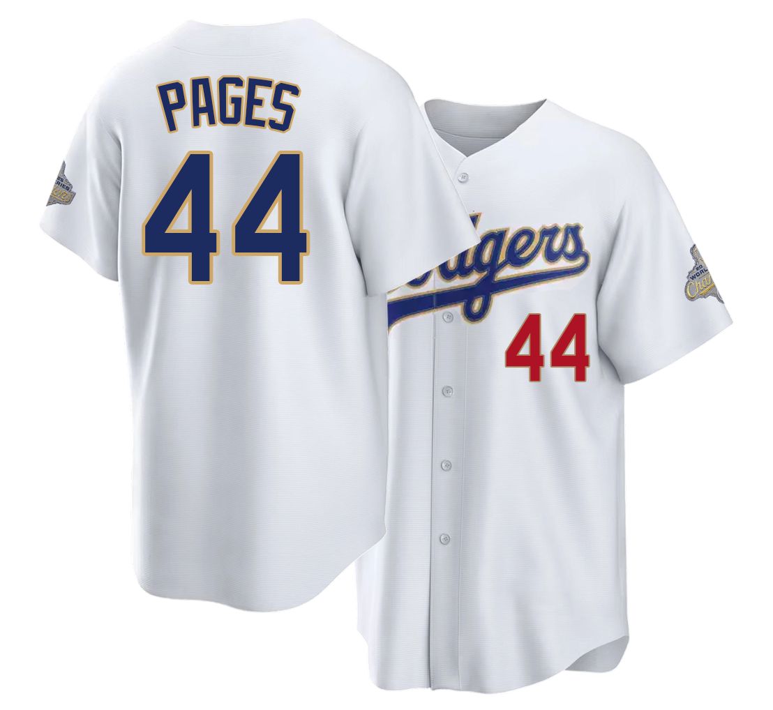 Los Angeles D #44 Pages Player Baseball Short Sleeve White Jersey Andy For Men Women Youth Gift