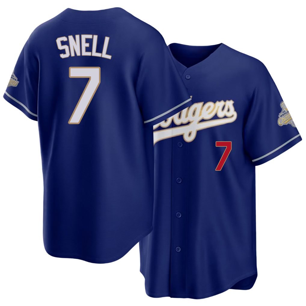Los Angeles D #7 Snell Player Baseball Short Sleeve Royal Jersey Blake For Men Women Youth Gift