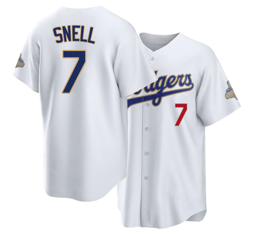 Los Angeles D #7 Snell Player Baseball Short Sleeve White Jersey Blake For Men Women Youth Gift