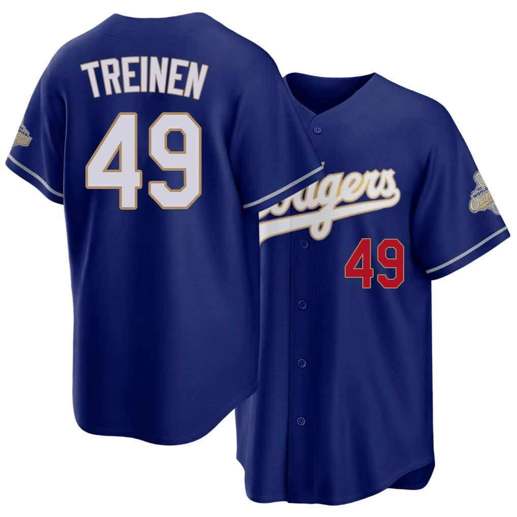 Los Angeles D #49 Treinen Player Baseball Short Sleeve Royal Jersey Blake For Men Women Youth Gift