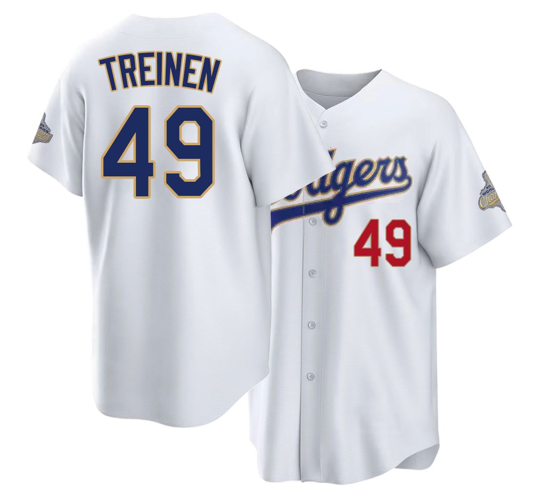 Los Angeles D #49 Treinen Player Baseball Short Sleeve White Jersey Blake For Men Women Youth Gift